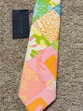 Vintage Lilly Pulitzer Patchwork Necktie Jubilee Patch Rare NWT HTF